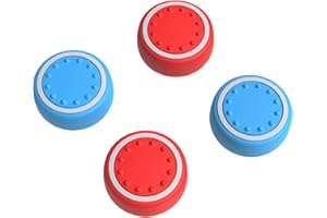JINGDU Capuchon de Joycon pour Nintendo Switch,Prises de Pouce Caps en Silicone pour Switch Joystick,4Pcs Kit Thumb Grip Caps for Switch/Switch OLED/Switch Lite,Red and Blue