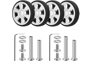 Volein 4 ruedas de repuesto para maleta, ruedas de repuesto de goma resistentes al desgaste de 55 mm con rodamientos, kit de reparación de ruedas giratorias para la mayoría de reparaciones de maletas