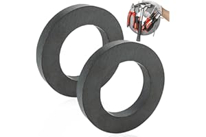 Leikurvo Lot de 2 anneaux magnétiques, Ø 70 mm x 32 mm x 15 mm en ferrite avec trou, anneau magnétique résistant avec anneau perforé, pour industrie, bricolage, projets scientifiques