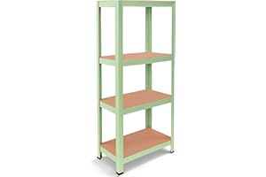 OcioDual Etagere Metallique Vert Tiny, Etagere Rangement Outillage, 150x60x30cm Storage, Étagère Garage Metal, Étagère Metallique Garage, sans Vis, 240kg, 4 Etagères MDF