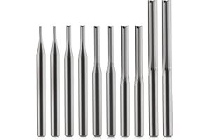 HOZLY Lot de fraises droites de 1/8" (CED 1,0 mm, 1,5 mm, 2,0 mm, 2,5 mm, 3,175 mm) 2 cannelures à double tranchant CNC coupe en acier tungstène pour bois, MDF, acrylique