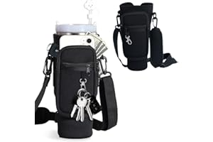 KHYYQUA Soporte para Botella de Agua con Correa Ajustable para el Hombro, Funda de Botella de Agua de Moda,Bolsa de Botella de Agua para Stanley Cup, Bolsa de Botella de Agua para Stanley Cup, Negro