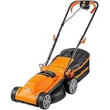 LawnMaster MEB1434M Tagliaerba Elettrico 1400W 34cm, Altezza di Taglio Regolabile in 6 Posizioni 20-70mm, Capacità di Raccolt