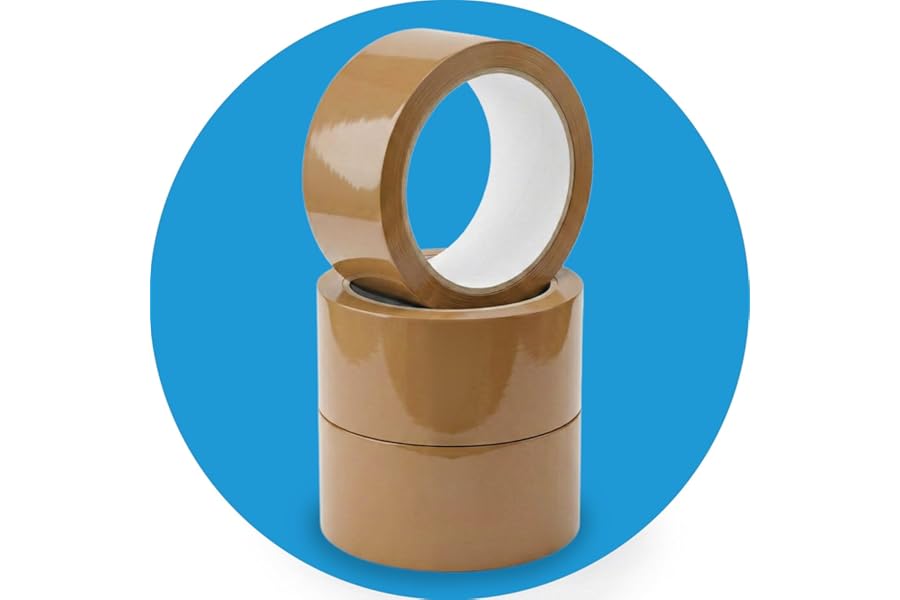 Stick Well Packaging Tape, Industrial Brown Parcel Tape 3 Rolls With Low Noise - 48mm X 66m, Secure Sticky Brown Tape For Box Packaging, Moving Boxes, Packing Tape Strong For Moving House (3 rolls)