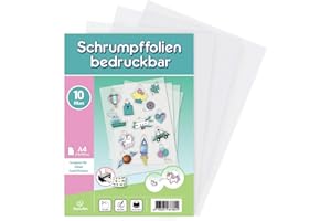 Sweelov Lot de 10 feuilles de film plastique rétractable imprimable A4 thermorétractable transparent pour artisanat