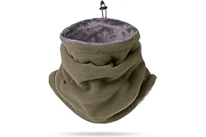 LumiSyne Winter Neck Warmer For Men Women Soft Fleece Lining Neck Gaiter With Adjustable Drawstring Thicken Thermal Snood Face Covering Mask Tube Scarf For Skiing Cycling Running Motorcycle