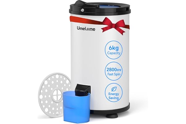 Umelome Essoreuse grande capacité 6 kg Séchoir rotatif 2800 tr/min Spin Dryer énergétique et économie d'énergie Blanc