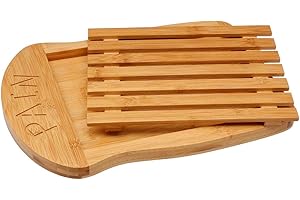 VITA PERFETTA 1 tabla de pan de 100% madera de bambú, tabla de cortar con compartimento recogemigas, duradera y resistente (35 x 26 cm).
