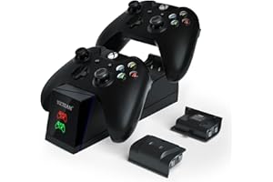 Controller Charger kompatibel mit Xbox One, YCCTEAM Rechargeable Battery Pack mit Xbox One, Xbox One X, Xbox One S, Xbox One Elite Controller, Ladestation mit 2 Stück 1200-mAh-Akku