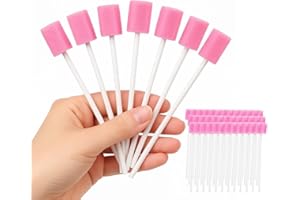 JUGUTA 50 Pièces Soins Bucco Bâtonnets, Bâtonnets de Soins Buccaux, Bâtonnets de Soins Bucco-Dentaires, Éponge de Nettoyage des Dents, Écouvillons en Mousse Jetables pour Adultes, Âgées et Enfants,