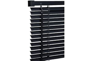 My Home Store PVC window Venetian Blind Blinds Easy Fit Trimmable Fittings Window Treatment Shutter Twist Open Close (Black-PVC, 105cm wide (41.3") x 150cm Drop)