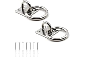 NIYATA 2 PCS Tie Rings on Plate, Horse Tie Up Rings,30mm x 35mm Heavy-Duty Galvanised Tie Rings for Horses,Animal Tether Horse Hay Net Tack Stable Ring Hook for Horse Pony Dog Animal