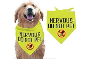 Arricraft Nervous Dog Bandana, Round Prohibit Sign Pet Scarf, Adjustable Triangle Bibs Washable Cotton Handkerchief Accessories for Medium Large Dogs