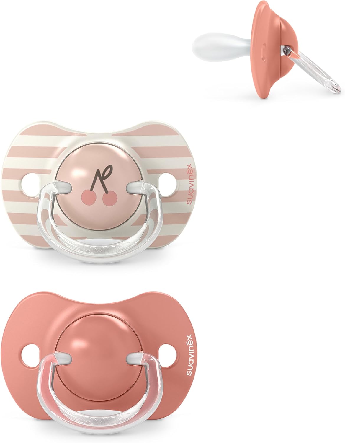 Suavinex, Pack de 2 Chupetes para Bebés +18 Meses, con Tetina Fisiológica de Silicona SX Pro Simétrica, Plana y Flexible, Respeta el Desarrollo Bucodental, Birdies Rosa