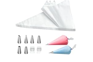 SSZCHWH 100 Poches à Douille Jetables,Poche A Douille Patisserie Recyclables,avec 6 Buses Et 1 Convertisseur,pour DéCoration De GâTeaux Et De PâTisseries …