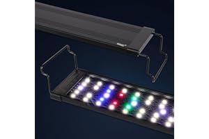 hygger Lampada Aquarium, 15W Luce LED per Acquario con Timer, Day-Night Dual Timer Illuminazione per Acquario, Adjustable Brightness 9 Colors LED Aquarium Light per 30-45cm Tanks