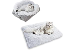 ToKinCen Katzenbett Haustierbett für Katzen kleine Hund Waschbare 2 in 1 Katzenbett Plüsch Weich Schlafen KatzenbettHundebett Katzensofa Flauschiges Matte Katzendecke(Grau)