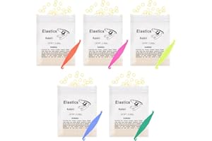 WUSJCOF 500 élastiques de dentition + 5 supports, élastiques orthodontiques pour appareils dentaires, espaces et dents tordues (lapin 3/16")