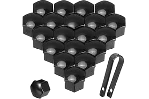 Acooruiteng 17mm Wheel Nut Covers Car Wheel Nut Caps Wheel Nut Covers Universal Wheel Bolt Covers Hexagonal Tire Nut Covers with Removal Tool Fit for Most Cars Black 20 Pcs