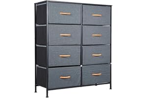Panana Dresser Storage Tower Bedroom Cabinet Stand with Removable Fabric Drawers Bins for Closet - Steel Frame, Wood Top Organizer for Bedroom, Entryway, Closet, (8 Drawer)