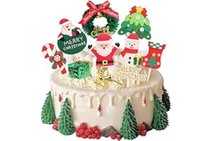 DEARLIVES Christmas Cake Decorations,10PCS Cake Toppers for Holiday DIY, Ideal for Family Fun,Xmas Party Table Display,Bakery Showcase and Festive Home Decor,Merry Christmas Decoration Set