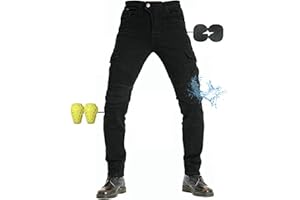 NUNOMO Moto Pantalon Protection pour Hommes, Moto Jeans en Respirant De Qualité Premium Fit avec Amovible Protéger Pads pour Racing Vélo Protection Renforcée