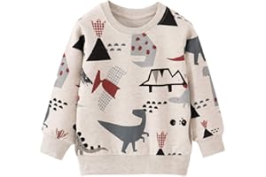 EULLA Kinder Jungen Pullover Sweatshirt Langarm Baumwolle Dinosaurier Bagger Traktor Planeten Winter Oberteile 1-7 Jahre 92 98 104 110 116 122
