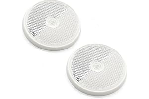 ETUKER Lot de 2 Catadioptre Rond Homologué E9, réflecteurs arrière ronds à visser réfléchissants de sécurité,réflecteurs pour poteaux de barrière/Caravane/RV/Tracteur(Rond-1 trou de montage)
