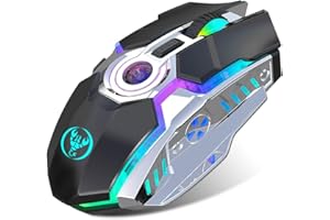 Zienstar-Recargables Ratones Gaming Inalámbricos con Receptor USB y Descomprimir Bola de Cristal-Negro Mate