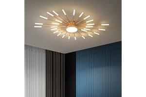 MINIFAIR Modern LED Ceiling Light,28+1 Heads Semi Flush Mount Gold Chandeliers Ceiling Lighting for Bedroom Living Room Kitchen Dining Room Restaurant