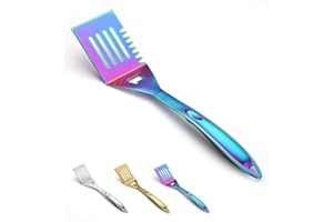 Evanda BBQ Spatula, Colorful Titanium Plating Stainless Steel Pancake Turner, Handle Heat Resistant and No Melt, Great for Outdoor BBQ, Teppanyaki, Camping