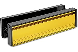 HOMESECURE Home Secure™ 12" UPVC Door Letterbox Telescopic Sleeved Letterplate Draught Proof Postal Letterbox (Gold, 20mm-40mm)
