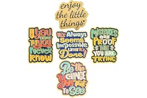 HUAQIGUO 5pcs Letter Series Badges Enamel Lapel Pins Enjoy the Little Things Funny Slogan Enamel Pins Letter Brooch Pin for Clothing Bags Jackets Accessory DIY Pins