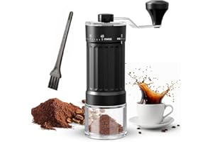 RUIOOMEEP Manuelle Kaffeemühle,manuelle Kaffeemühle mit hochpräzisen Keramik-Kegelmahlwerk,mit 40 einstellbaren Stufen 30g Kapazität,für Aeropress, Espresso, Pour Over, French Press und Moka-Kännchen
