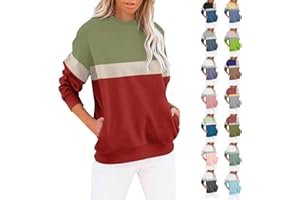 NUOKE Sweatshirt For Women UK Sale Clearance Women's O Neck Sweatshirt Long Sleeves Pullovers Cute Loose Tops Color Pocket Graphic Girl Sweater Oversized Lightweight Hoodie Fleece Autumn Clothes Jumpers