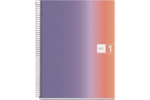 Miquelrius - zeszyt A4, twarda okładka, 80 arkuszy mikroperforowanych, zeszyt w kratkę z 4 kolorami do organizacji, papier o gramaturze 90 g/m² ekstra matowy, 4 otwory na dokumenty