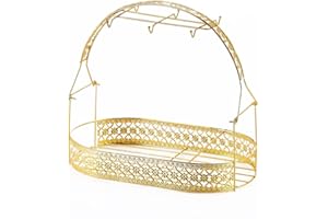 fanquare Soporte de Exhibición de Tazas de Té, Portavasos de Café, Metal Dorado, Tazas Platos Drenaje Organizador para Cocina, hogar