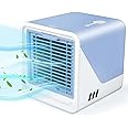 GALER Portable Air Conditioner Fan, 3 in 1 Personal Mini Cooling Fan with Water Mist Spray, Speeds Evaporative Cooler Small Aircon Humidifier Spray Desk for Home Office Room (Blue)