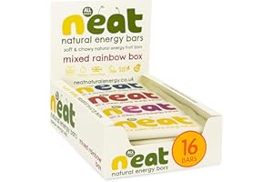 N'eat Natural Energy Bars - Healthy Snack for Adults and Kids - Palm Oil Free Low Calorie Snacks - Vegan Snacks and Fruit Bar Bursting with Natural Energy - 16x45g Fruit Bars - Rainbow Selection Box