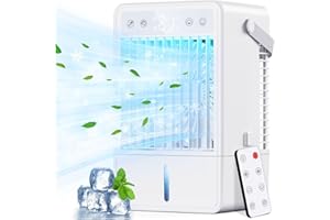 HONMICON Aire Acondicionado Portatil con 1500ml - Enfriador de Aire con 5 Velocidades y 2 Modos de Neblina, Mini Aire Acondicionado USB con 2-10H Timer, Mando a Distancia, Ideal para Dormitorios y Oficinas