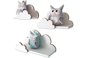 ‎MOLILAND MOLILAND Wolkenregal Babyzimmer | Set mit 3 Stück | Wandregal für Kinderzimmer in Weiß | Regal Wolke aus Holz im skandinavischen Stil | Schweberegal Wanddeko mit Befestigungssatz