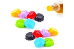 SIKAMARU 12 tapones de silicona para botellas de cerveza, coloridos, Botellas sellador de Silicona Reutilizable Vino tapones de silicona respetuosos con el medio ambiente, en 6 colores