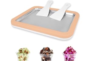 climafusion Eisplatte Eis Rolls zum Eis Machen DIY, Ice Cream Machine rolls maker mit 2 Spateln, Gelato Rollmaschine für Kinder Familie Orange