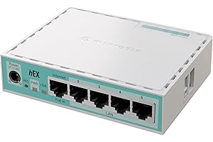Mikrotik - Enrutador Hex de 5 Puertos Gigabit de 512 MB RAM (E50UG)