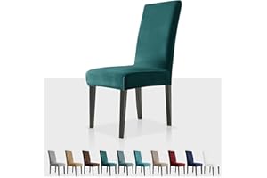 MAXIJIN Stretch Velvet Chair Covers for Dining Chairs Set of 2 Removable Velour Dining Chair Covers Plush Chair Slip Covers for Dining Room,Hotel,Kitchen,Ceremony (Deep Teal, 2)