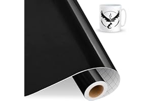 IModeur Negro Vinilo Permanente Rollo, 30,5 cm x 457,5 cm de Vinilo Adhesivo Negro Brillante, Vinilo Negro para Cricut, Silhouette Cameo, la mayoría de las máquinas de corte