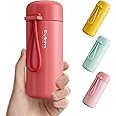 Exllena Small Flask 150ml Made of 304 Stainless Steel, Double Wall Vacuum Insulation for Hot&Cold Drinks, Mini Flask with Carry Handle - 100% Leakproof(Coral Red)