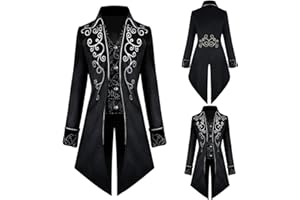 TTOKGZG Herren Steampunk Frack Mantel, Vintage viktorianischen Gothic Frack Mittelalter Renaissance Jacke Cosplay Halloween Kostüm