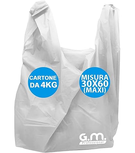 Sabco Sacchetti di plastica resistenti, 38,1 x 45,7 x 7,6 cm, di alta qualità, con manico, per moda, feste, boutique, shopping, colore: bianco