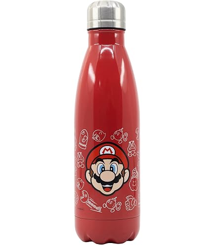 Gourde Enfant Mario 500 Ml - Bouteille D'eau Réutilisable Avec Paille - En Plastique PC Sans BPA, Anti-fuite - Pour L'école, Le Sport, Les Voyages
